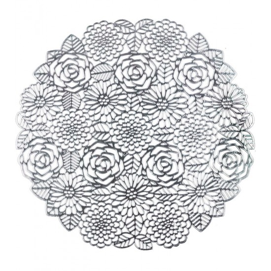 Lugar Americano 38cm de Plastico Flowers Prateado